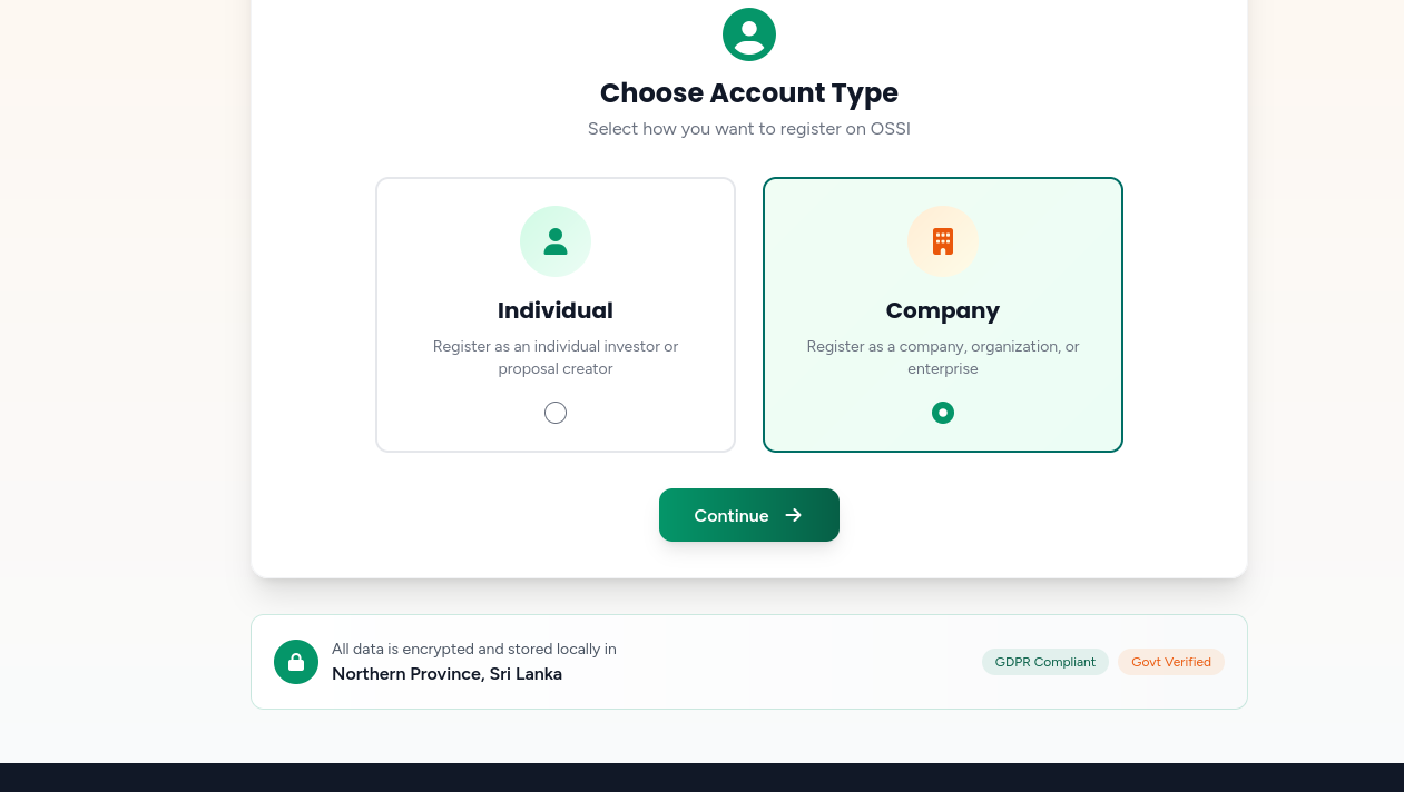 Company Registration Step 1 - Select Company